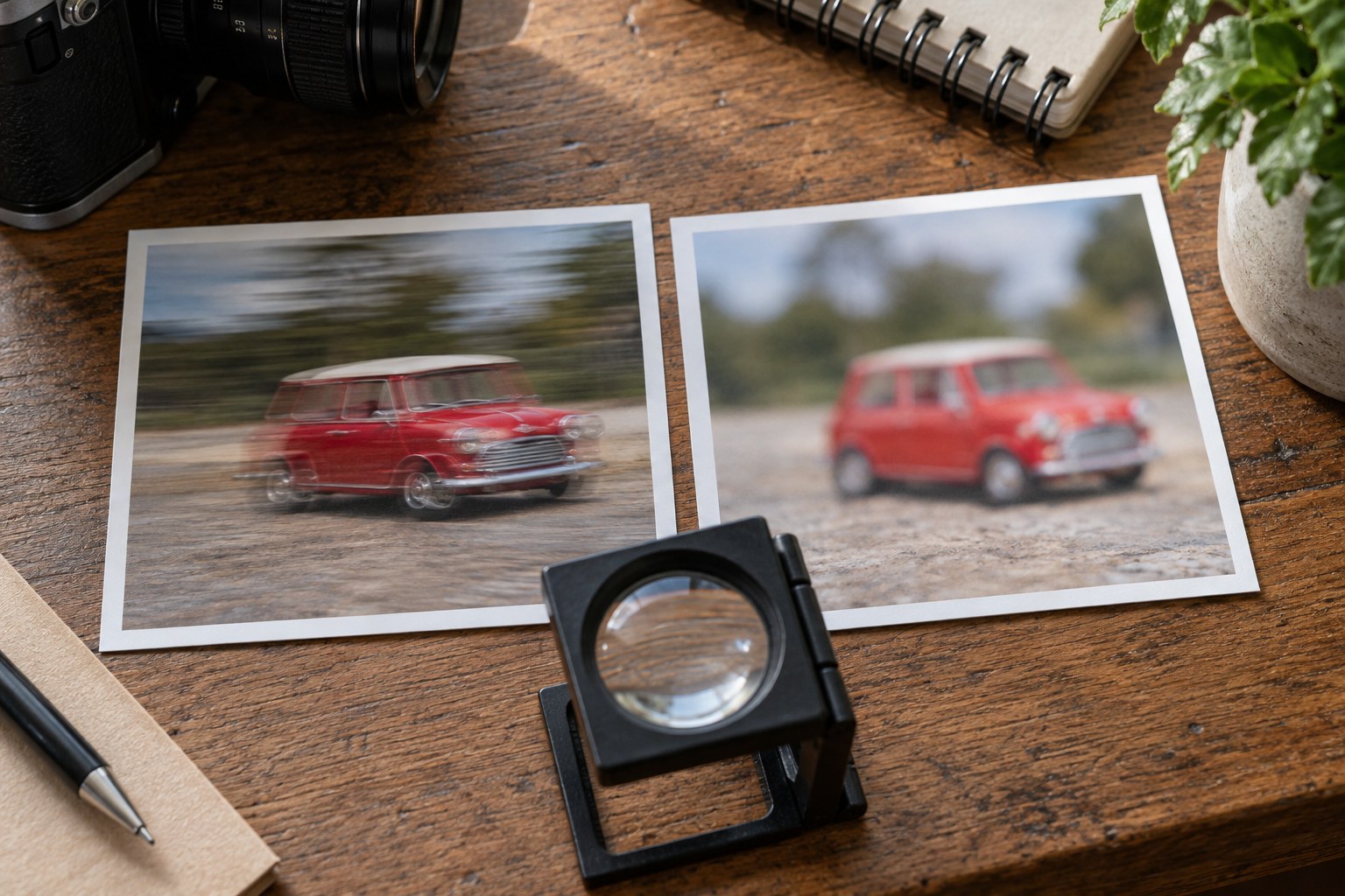 Zwei beispielhafte Autobilder mit unterschiedlicher Unschärfe